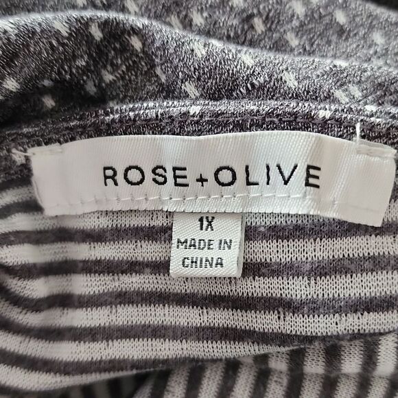 Rose + Olive Dark Gray Dotted Pullover Top Women's Plus 1X - Picture 3 of 7